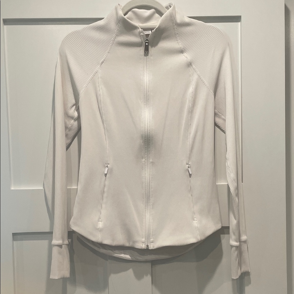 Athleta Salutation Ribbed Jacket in White